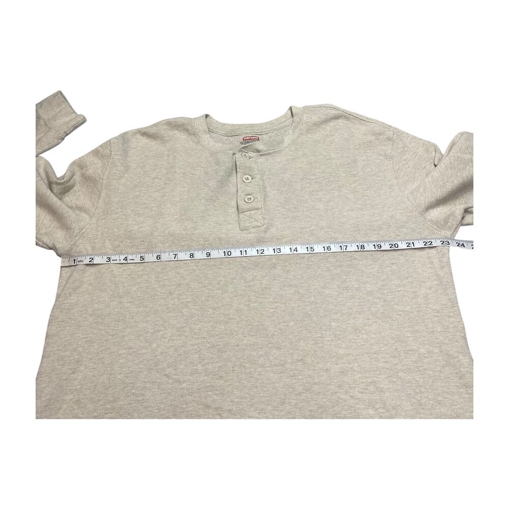 Craftsman Shirt Men's 2XL Beige Stretch Henley Neck Long Sleeve High Low Hem - Picture 4 of 6